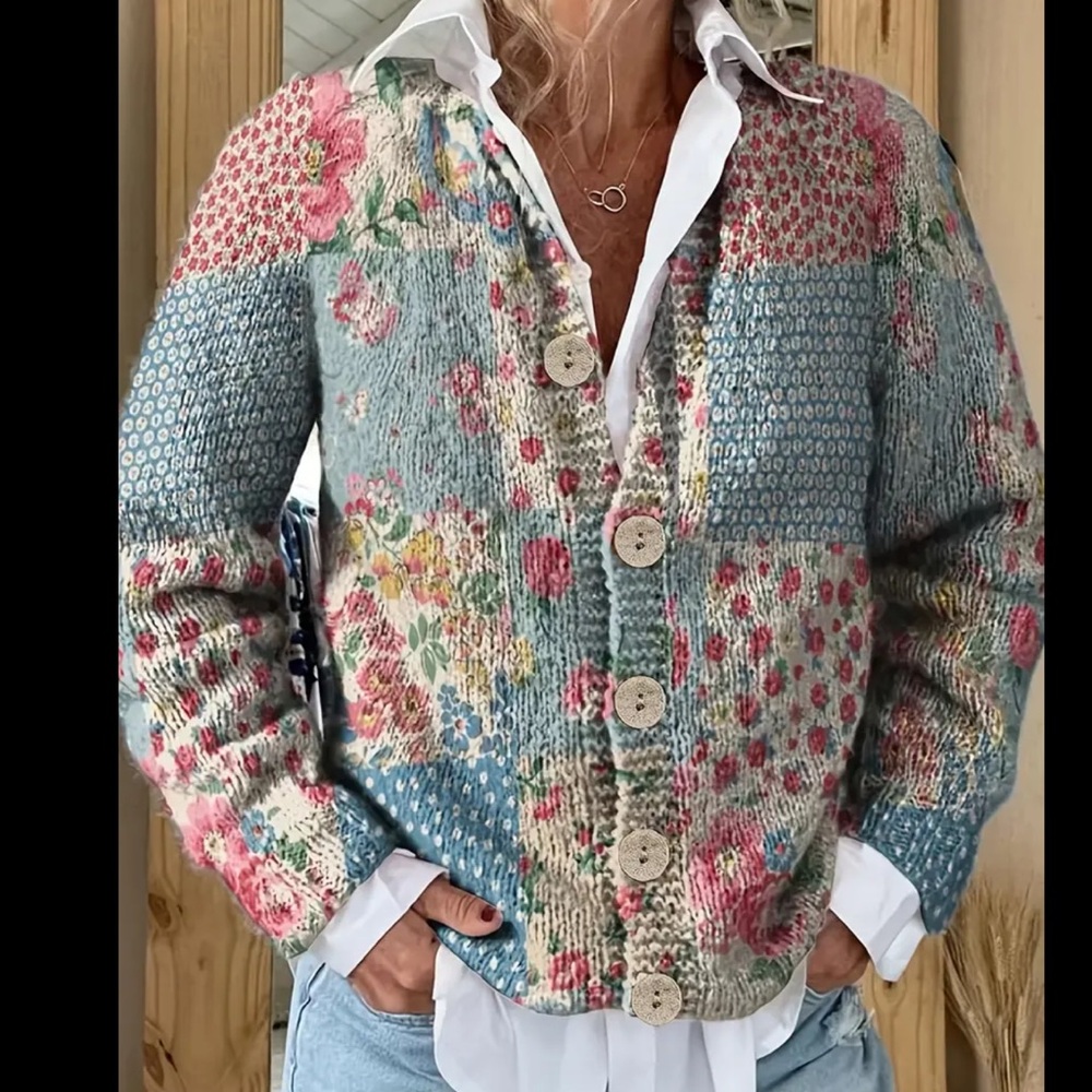Floral Patchwork Cardigan - image 1